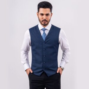 Classic Navy Textured Formal Waistcoat