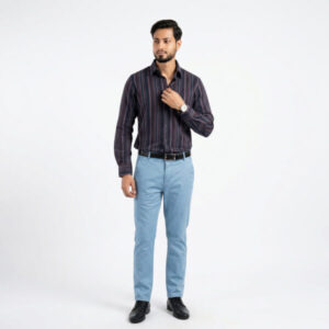 Infinity Men’s Navy Stripe Premium Slim Fit Shirt